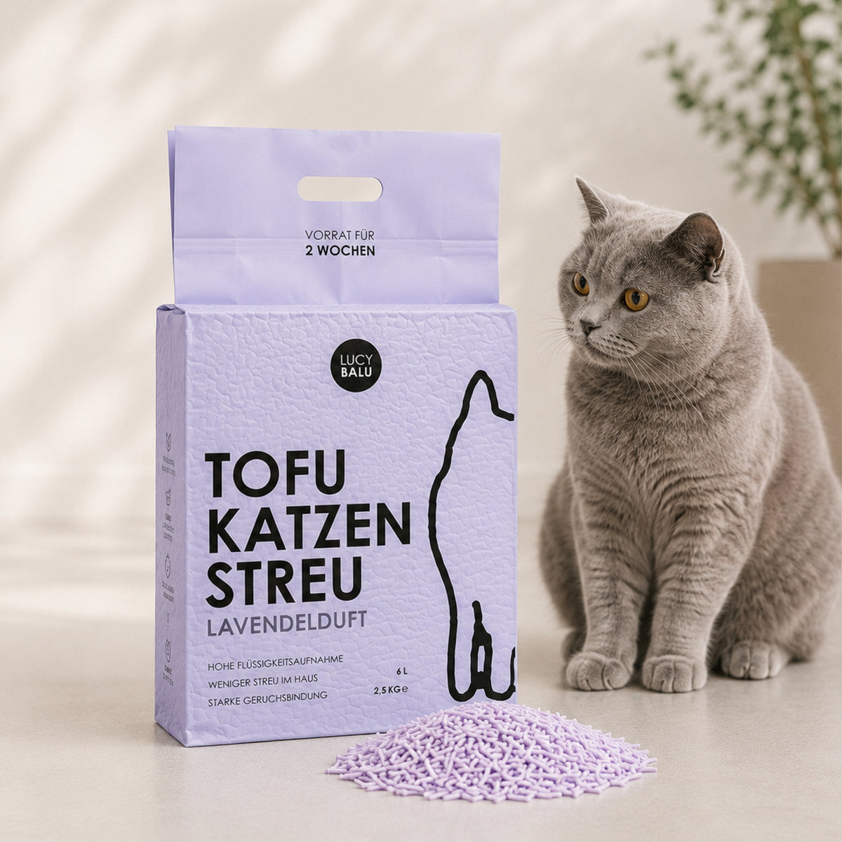 LucyBalu Tofu Katzenstreu Lavendelduft