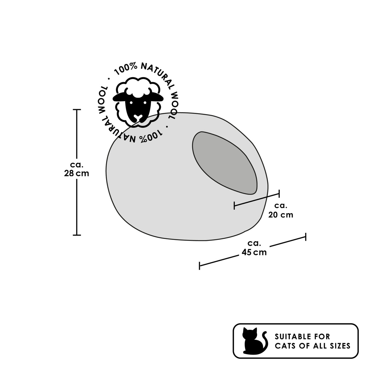 Abmessungen Filzhöhle LucyBalu 